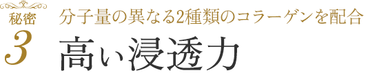 分子量の異なる2種類のコラーゲンを配合 高い浸透力